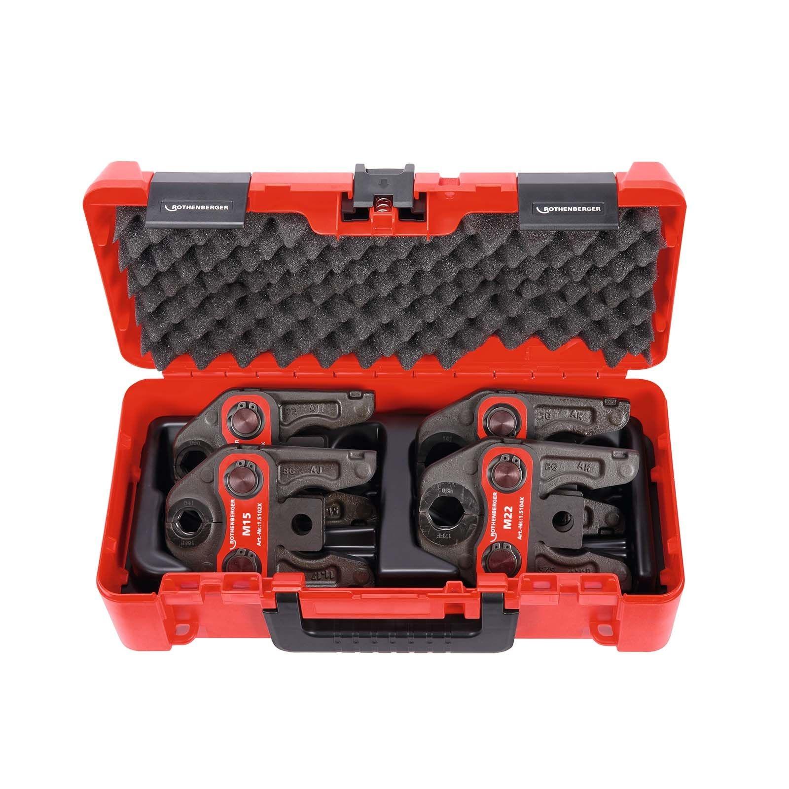 Rothenberger Pressbackenset mit Presskontur M 15-18-22-28 mm