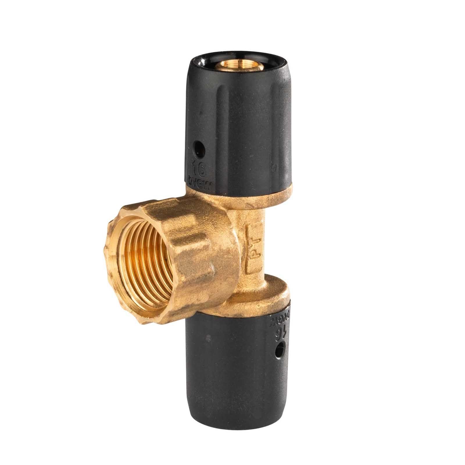 Selfio-Steck Aluverbund Steckfitting T-Stück mit Innengewinde 16 x 2 - 1/2" - 16 x 2 mm DVGW – Bild 2 von 2