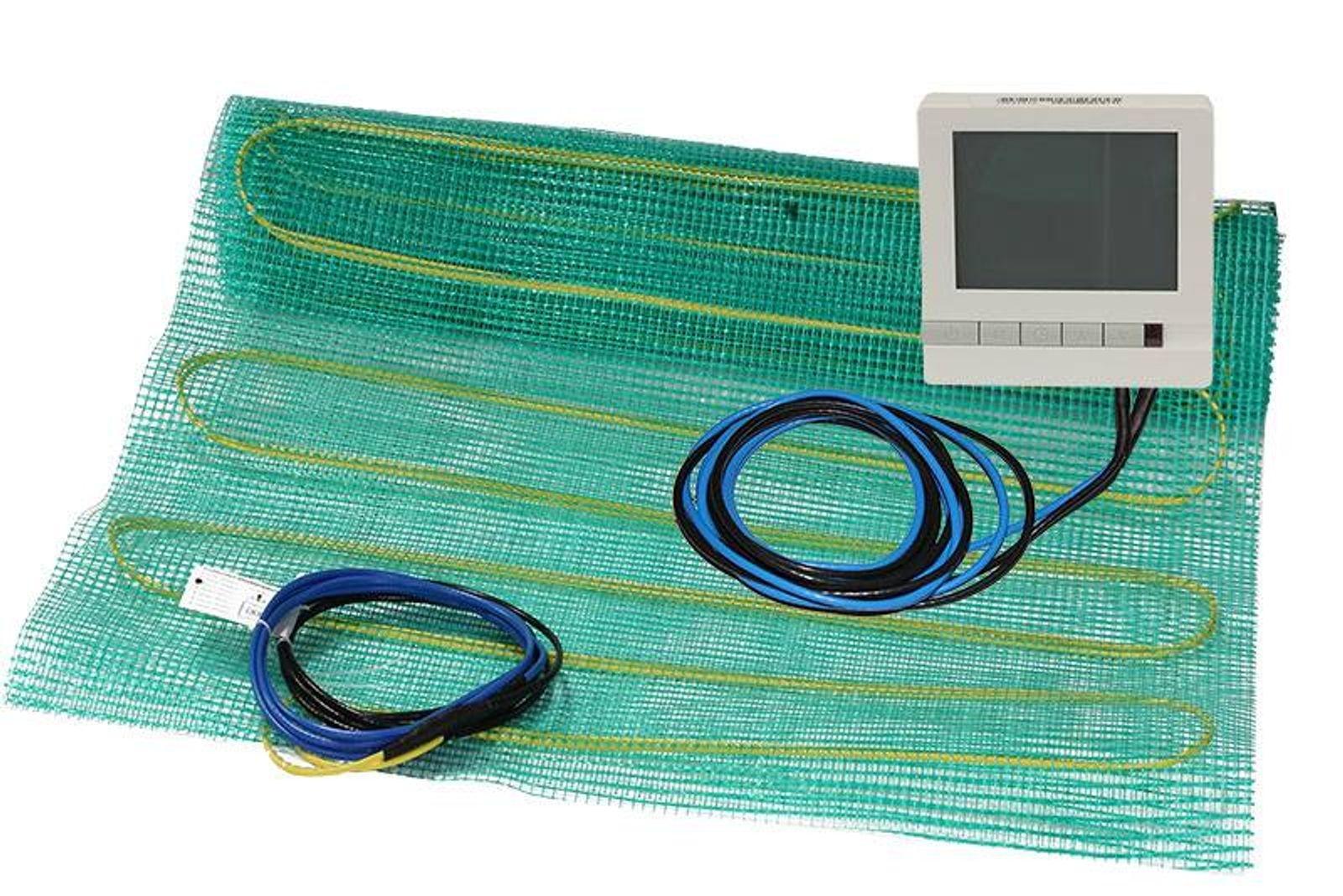 Perobe Elektrische Fußbodenheizung Set 7,5 m² Heizmatte 1200 Watt Raumthermostat Digital