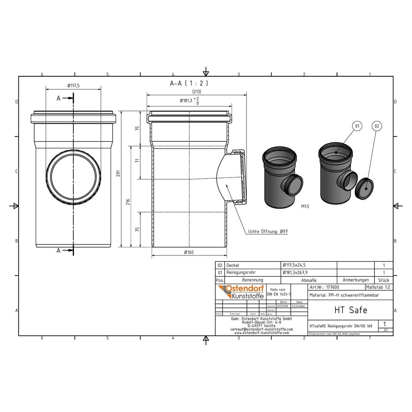 HTsafeRE Reinigungsrohr DN 160 – Bild 2 von 2