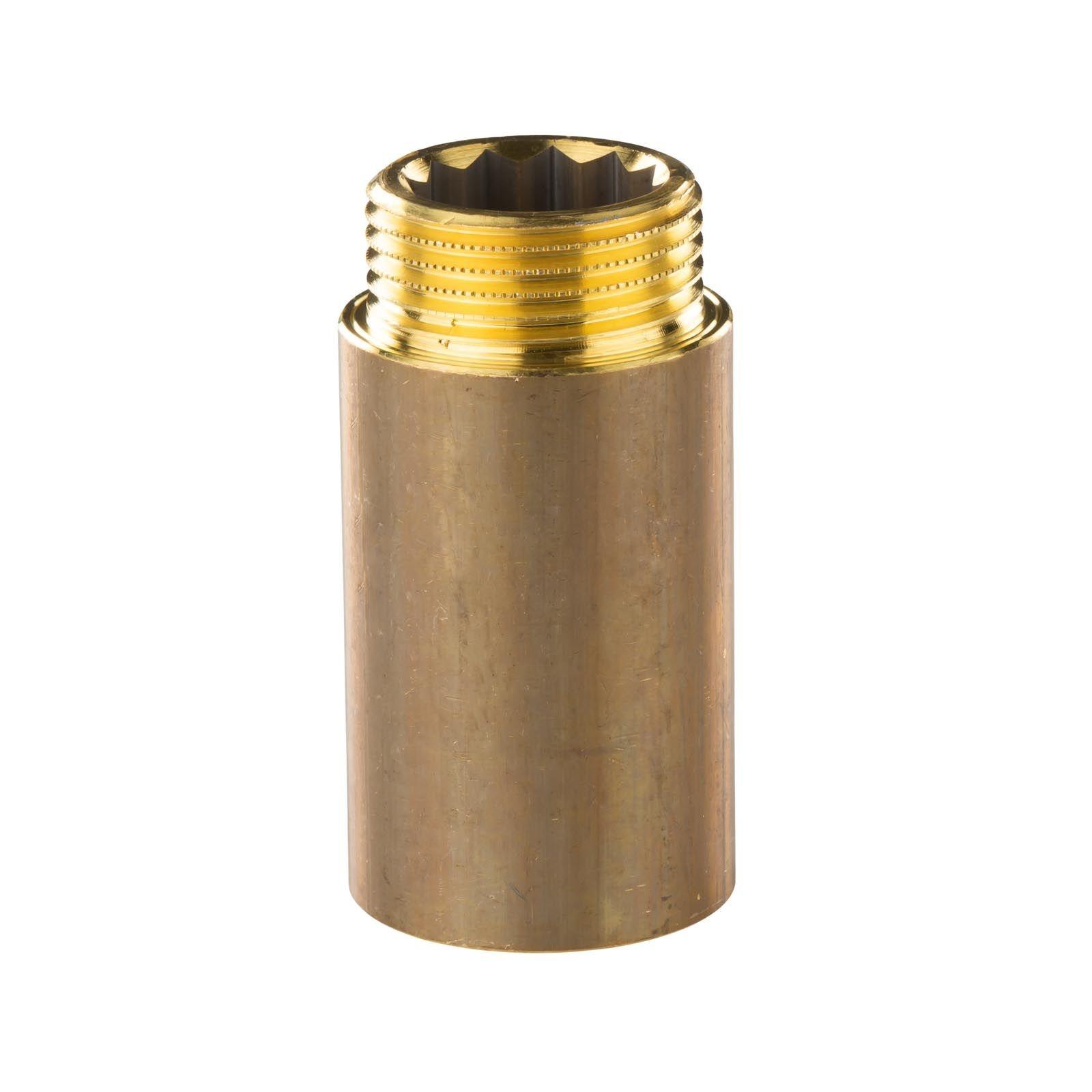 Messing Gewinde-Fitting Hahnverlängerung IG/AG 1" (DN 25) Länge 60 mm - schwere Ausführung