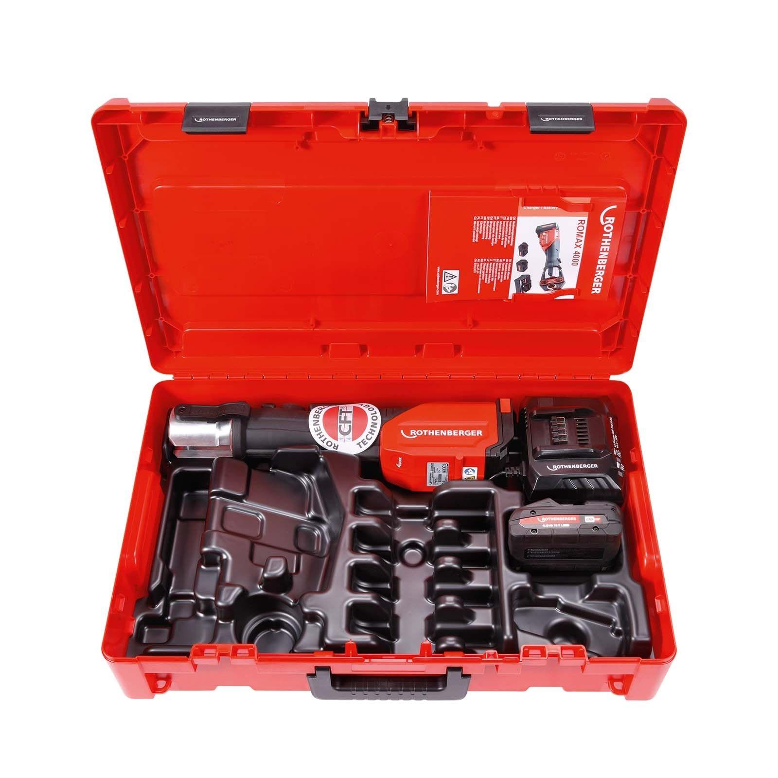 Rothenberger ROMAX 4000 elektrohydraulische Fitting - Pressmaschine Set Basic inkl. 1x4 Ah Akku + Ladegerät