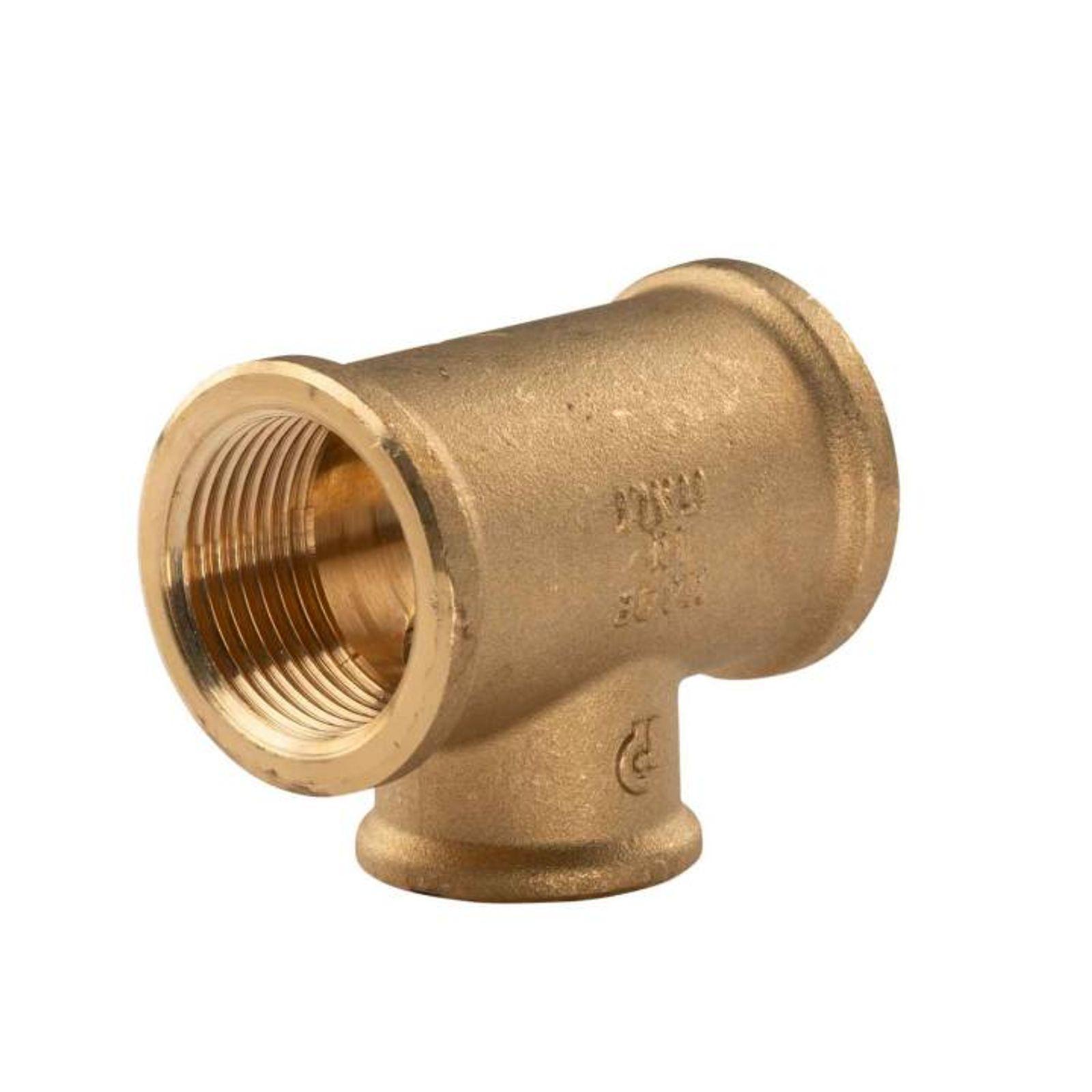 Messing Gewinde-Fitting T-Stück Mittelabgang reduziert 1"IG - 3/4"IG -1"IG - schwere Ausführung – Bild 2 von 2