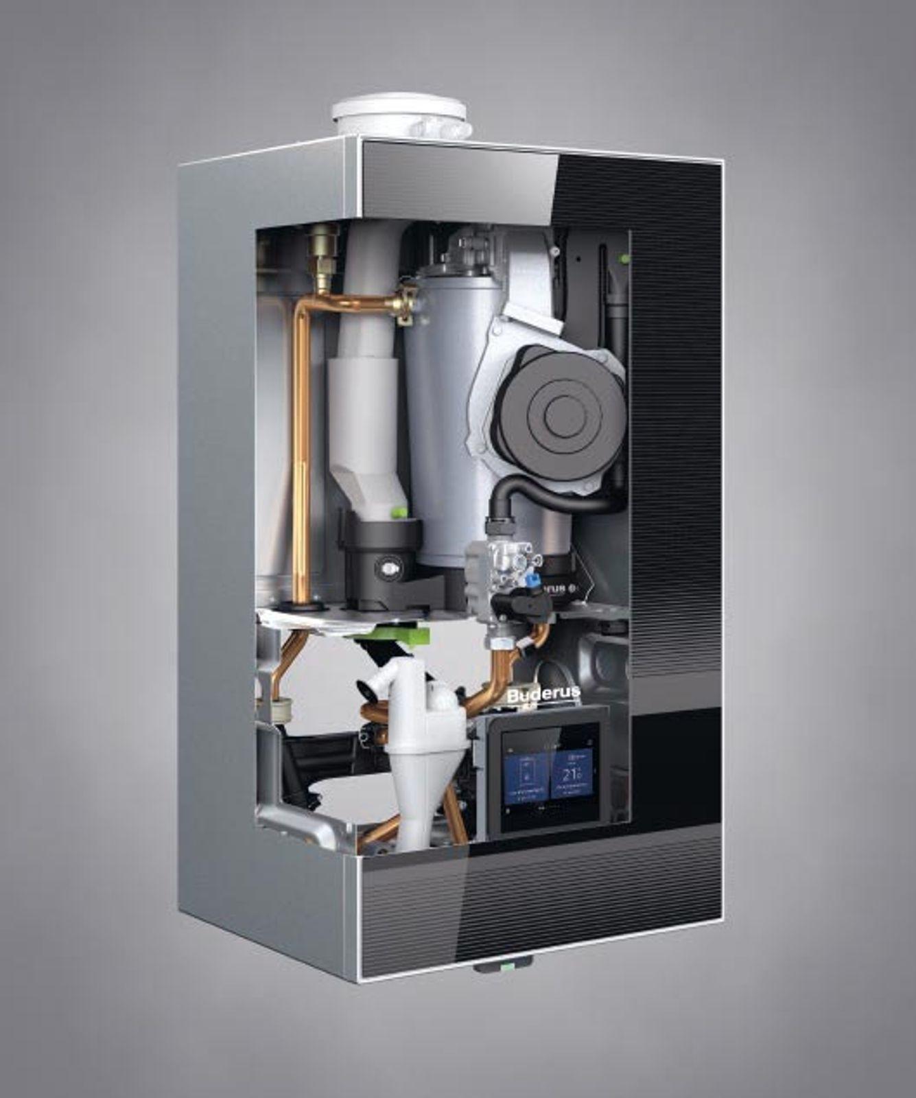Buderus Gas-Brennwert Paket Kombigerät Logamax plus GB182i.2-20 H 20 kW in schwarz inkl. 200 l Speicher EBS-PU200 – Bild 3 von 6