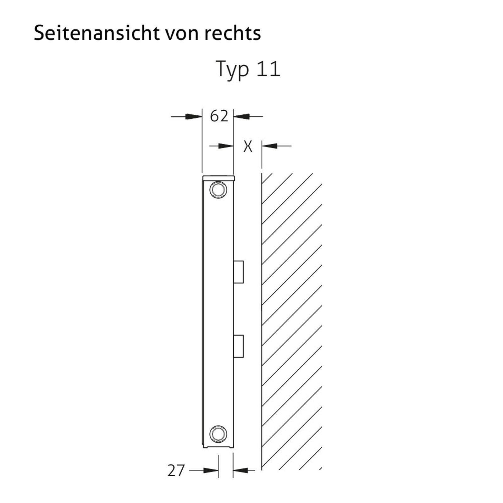 Flachheizkörper Buderus Logatrend, C-profiliert, Typ 11 mit Wandbefestigung 500 x 600 mm – Bild 10 von 10