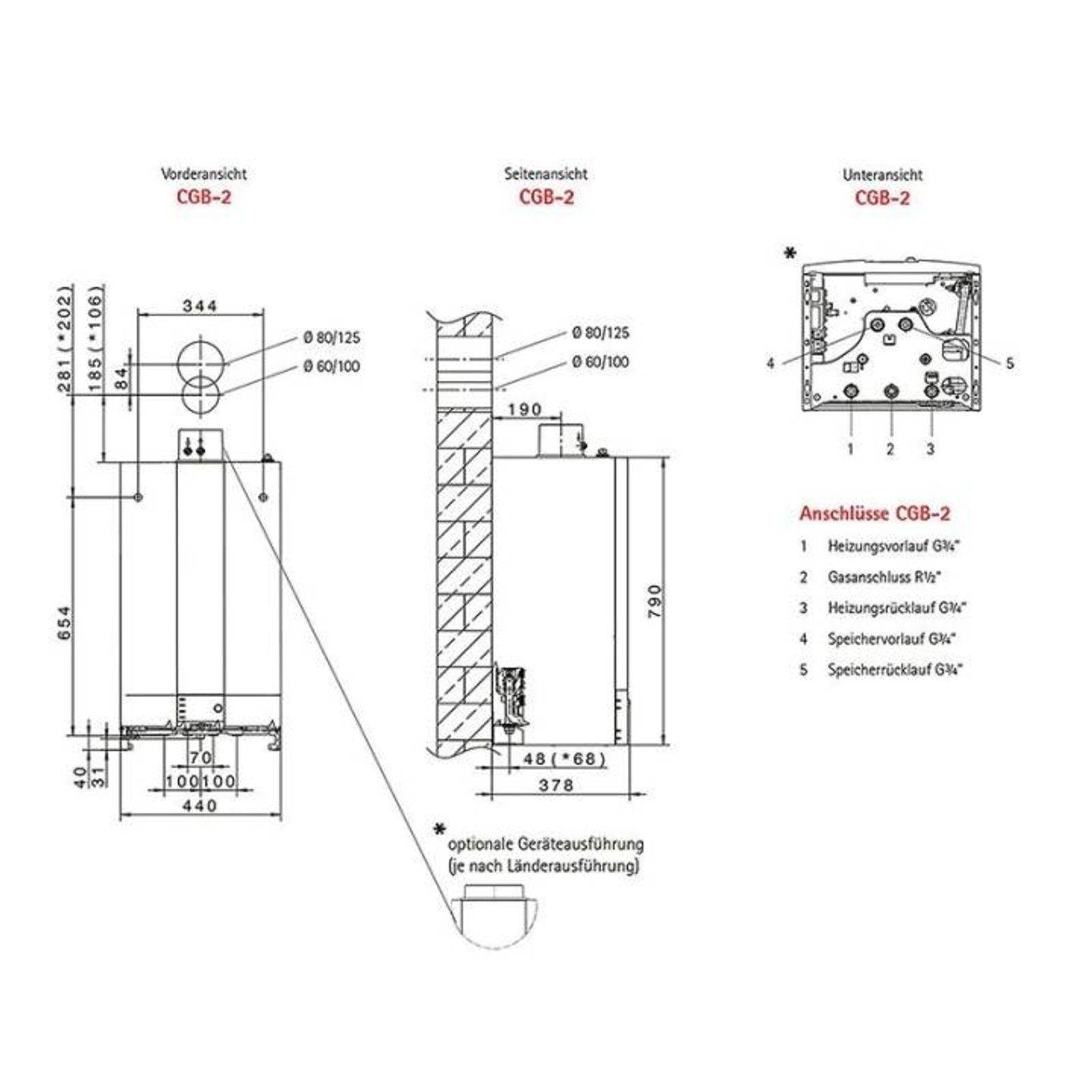 Wolf Gas-Brennwerttherme CGB-2-20 ComfortLine 20 kW, inkl. Regelung BM-2 und Zubehör