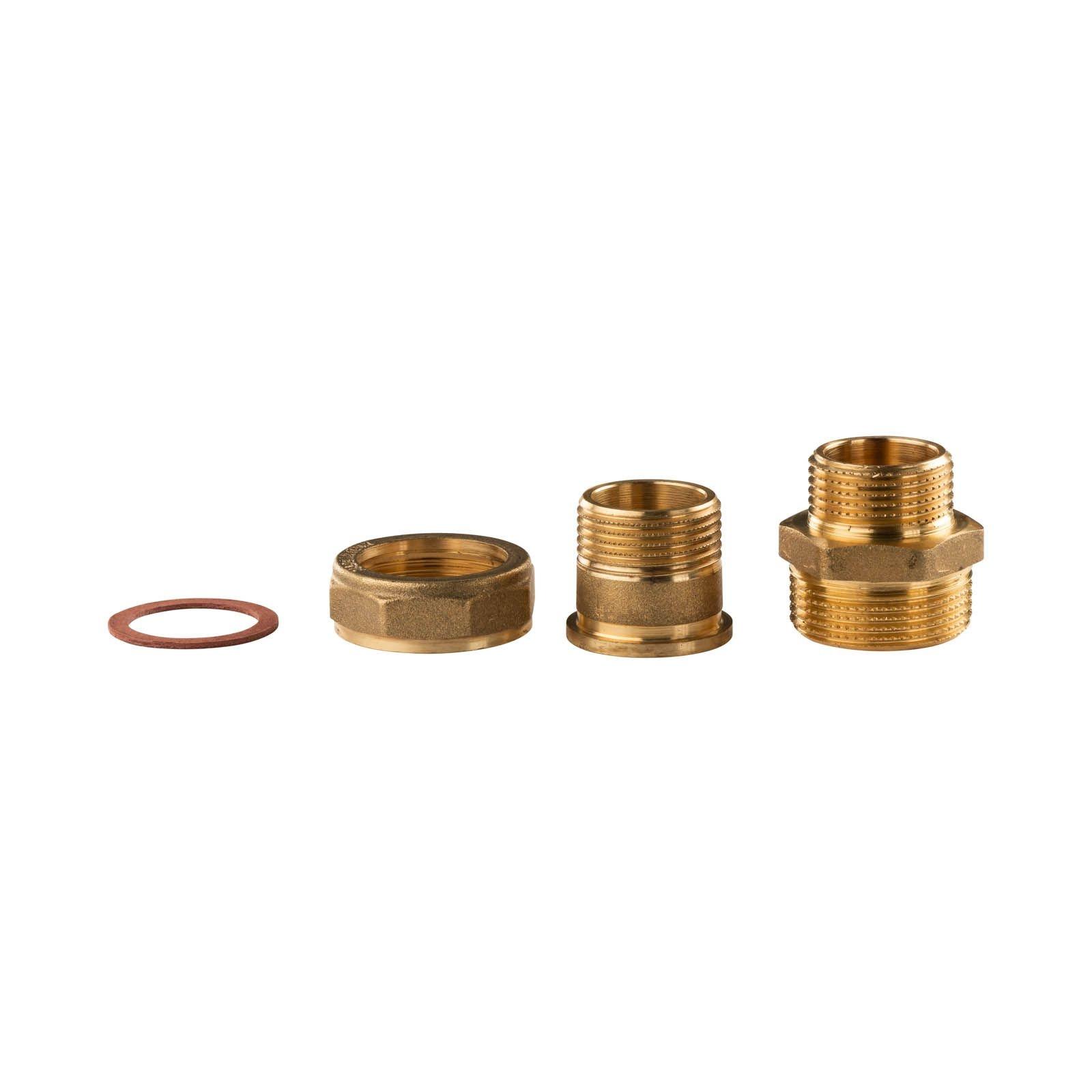 Messing Gewinde-Fitting Verschraubung gerade flachdichtend 1"AG - 1"AG (DN 25) - schwere Ausführung – Bild 3 von 3