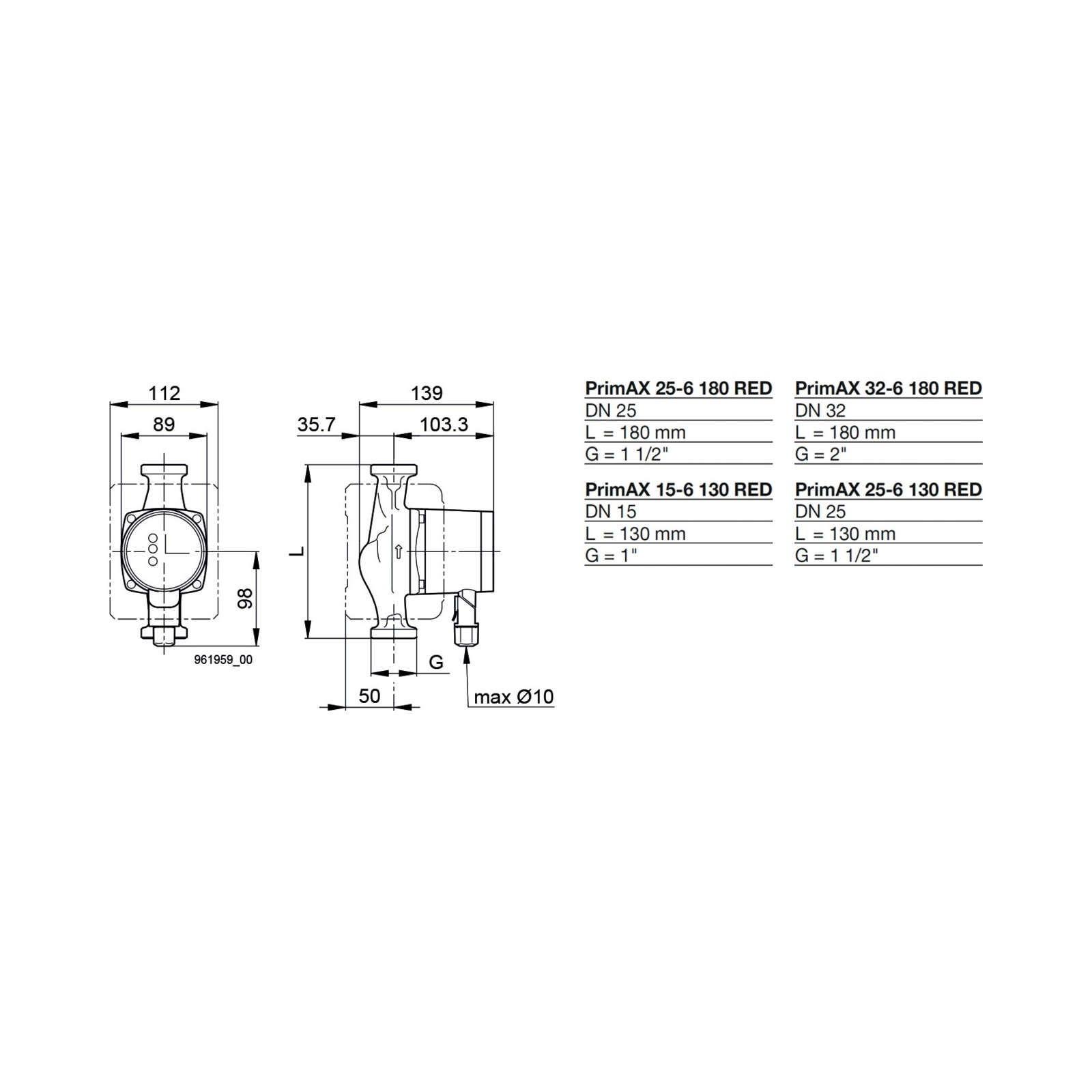 Biral HE-Umwälzpumpe PrimAX T2 32-6 180 RED G 2 230V mit Wärmedämmschale – Bild 2 von 2