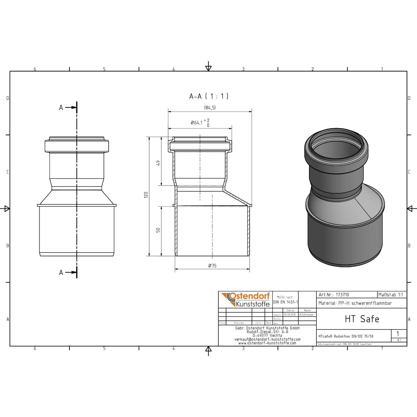 HTsafe Reduziermuffe DN 75/50 – Bild 2 von 2
