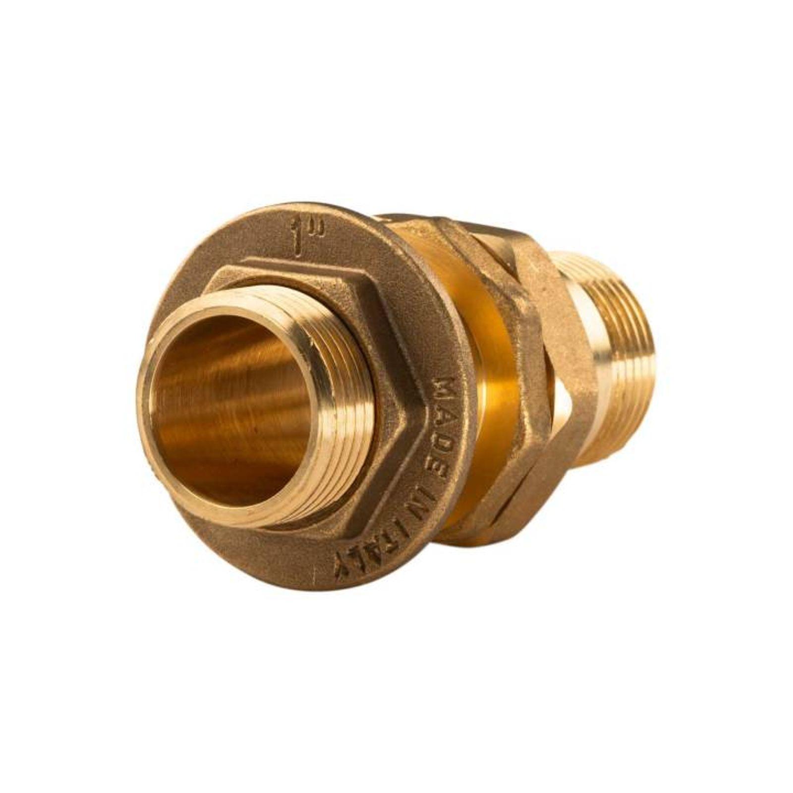 Messing Gewinde-Fitting Verschraubung gerade Anschluss für Tank 3 teilig 1"AG - 1"AG (DN 25) - schwere Ausführung – Bild 2 von 3
