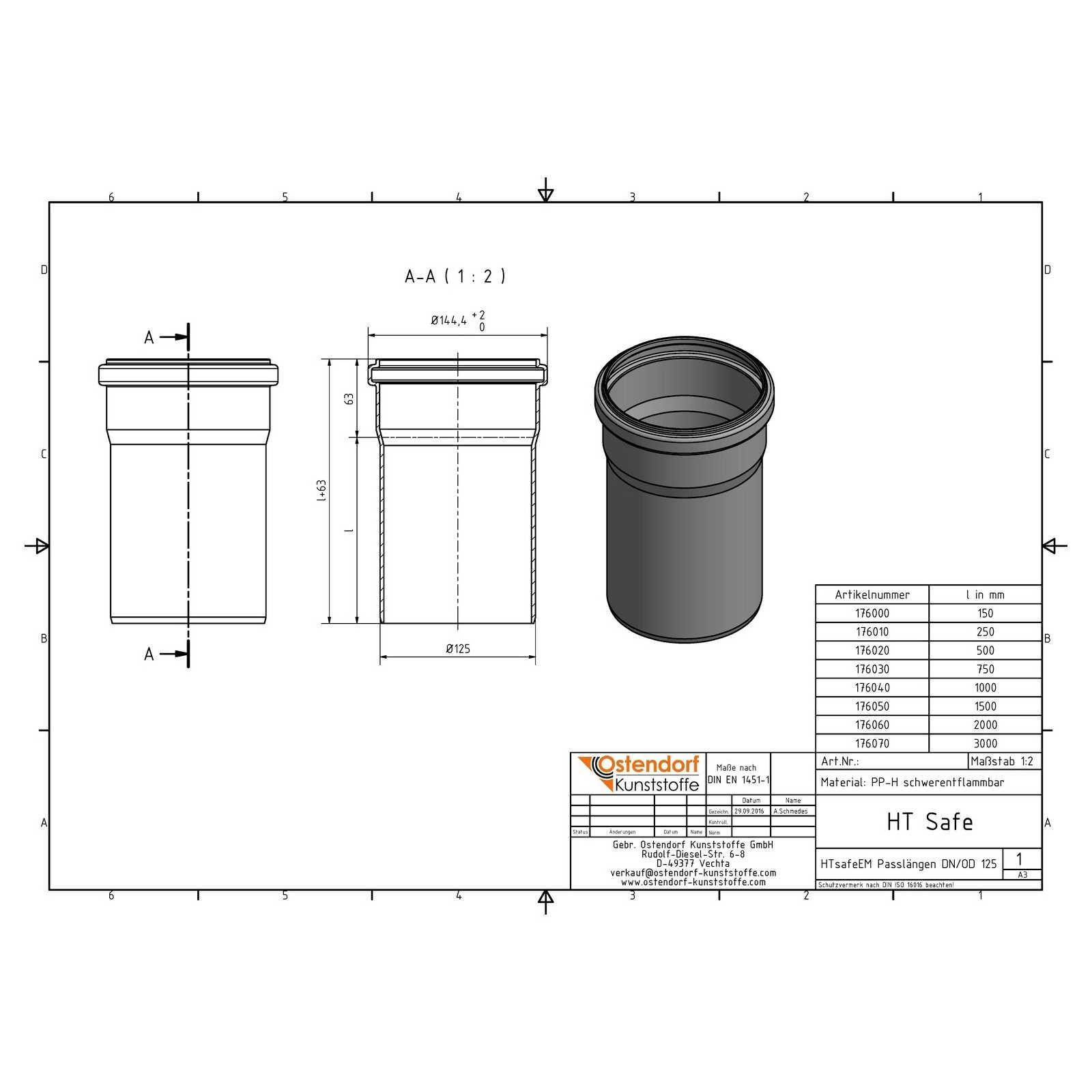 HTsafeEM Rohr DN 125 x 2000 mm – Bild 2 von 2