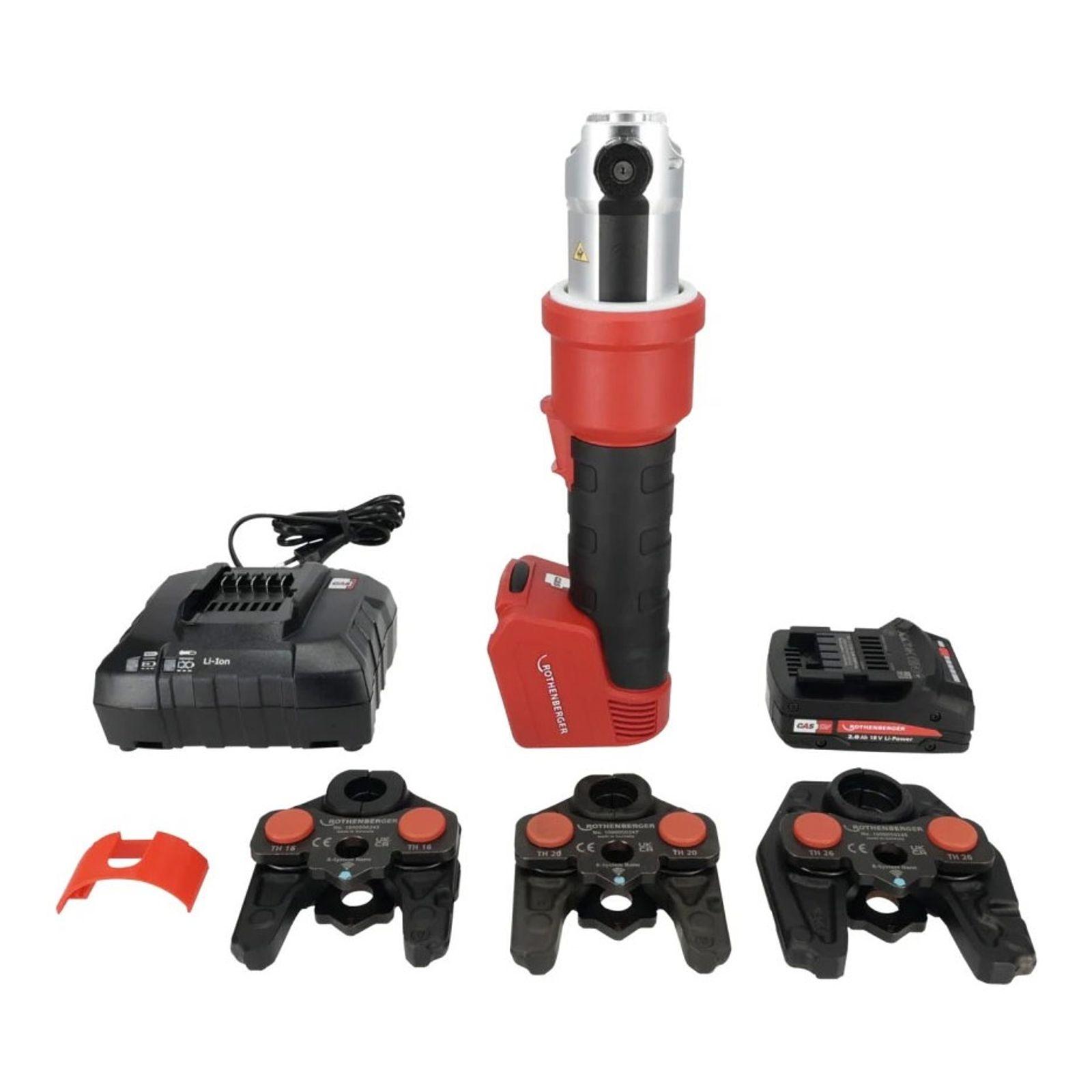 Rothenberger ROMAX NANO iJAWs Hybrid-Pressmaschine Set, TH, 16-20-26mm + Akku 2Ah, CAS
