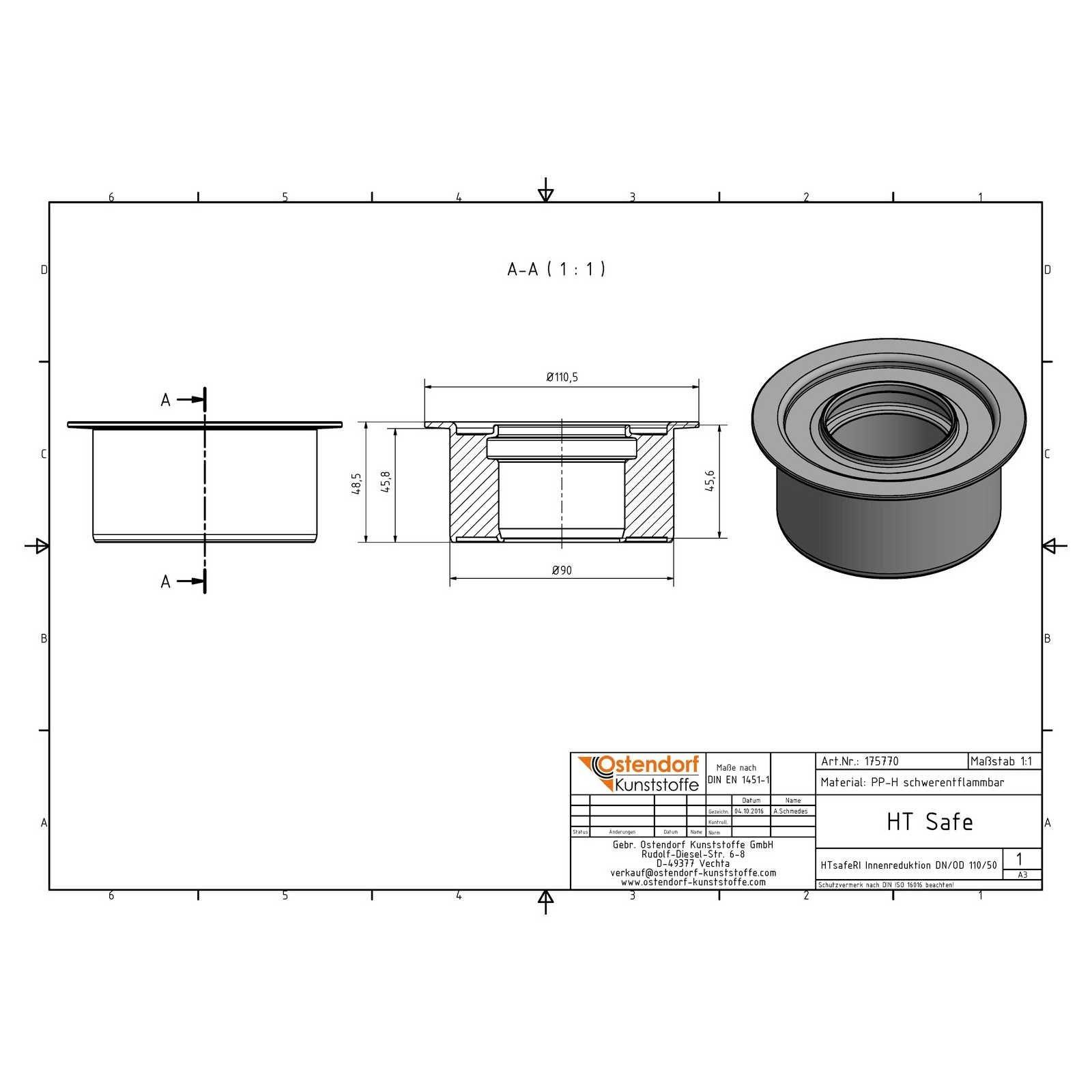HTsafeRI Innenreduktion DN 110/50 – Bild 2 von 2