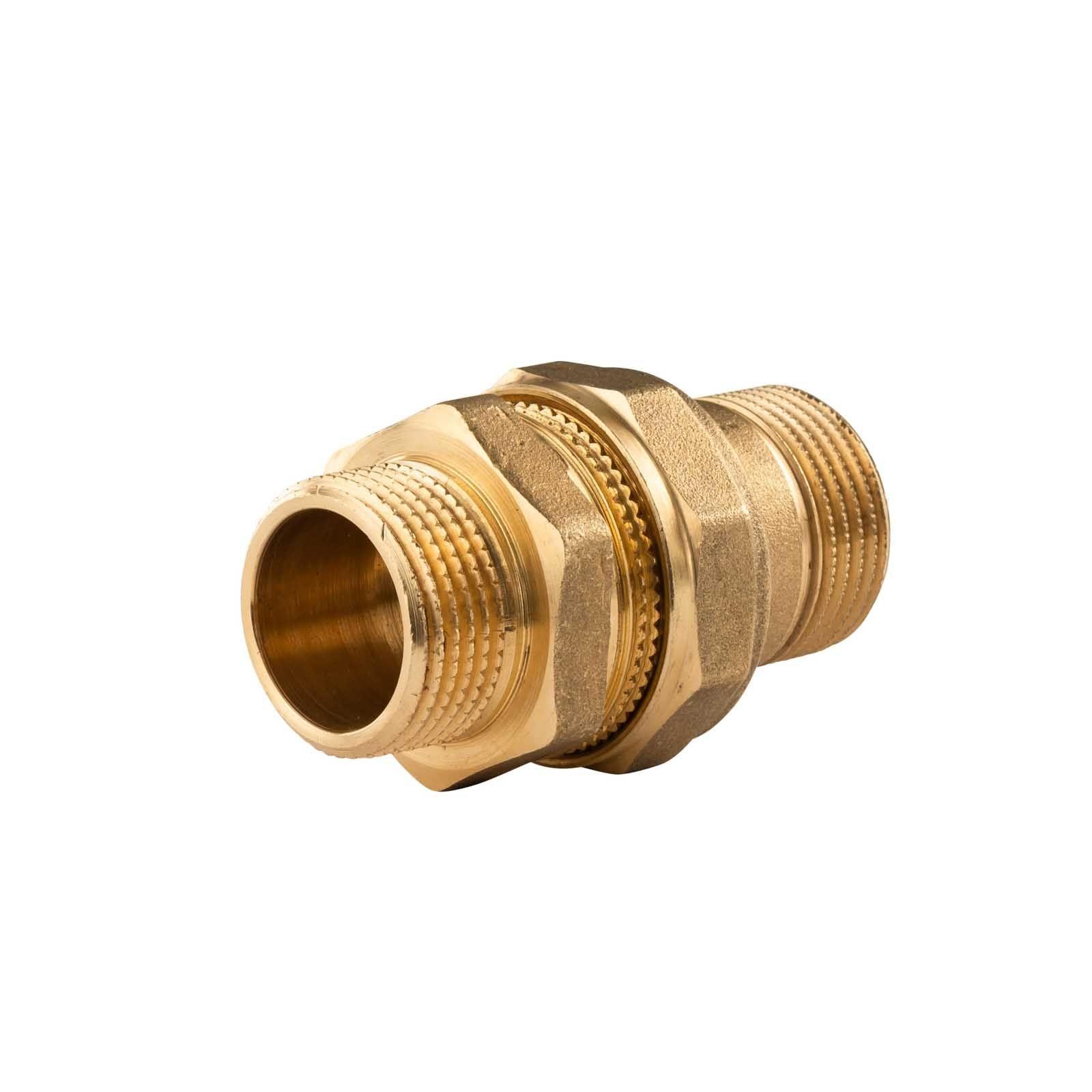 Messing Gewinde-Fitting Verschraubung gerade flachdichtend 1"AG - 1"AG (DN 25) - schwere Ausführung – Bild 2 von 3