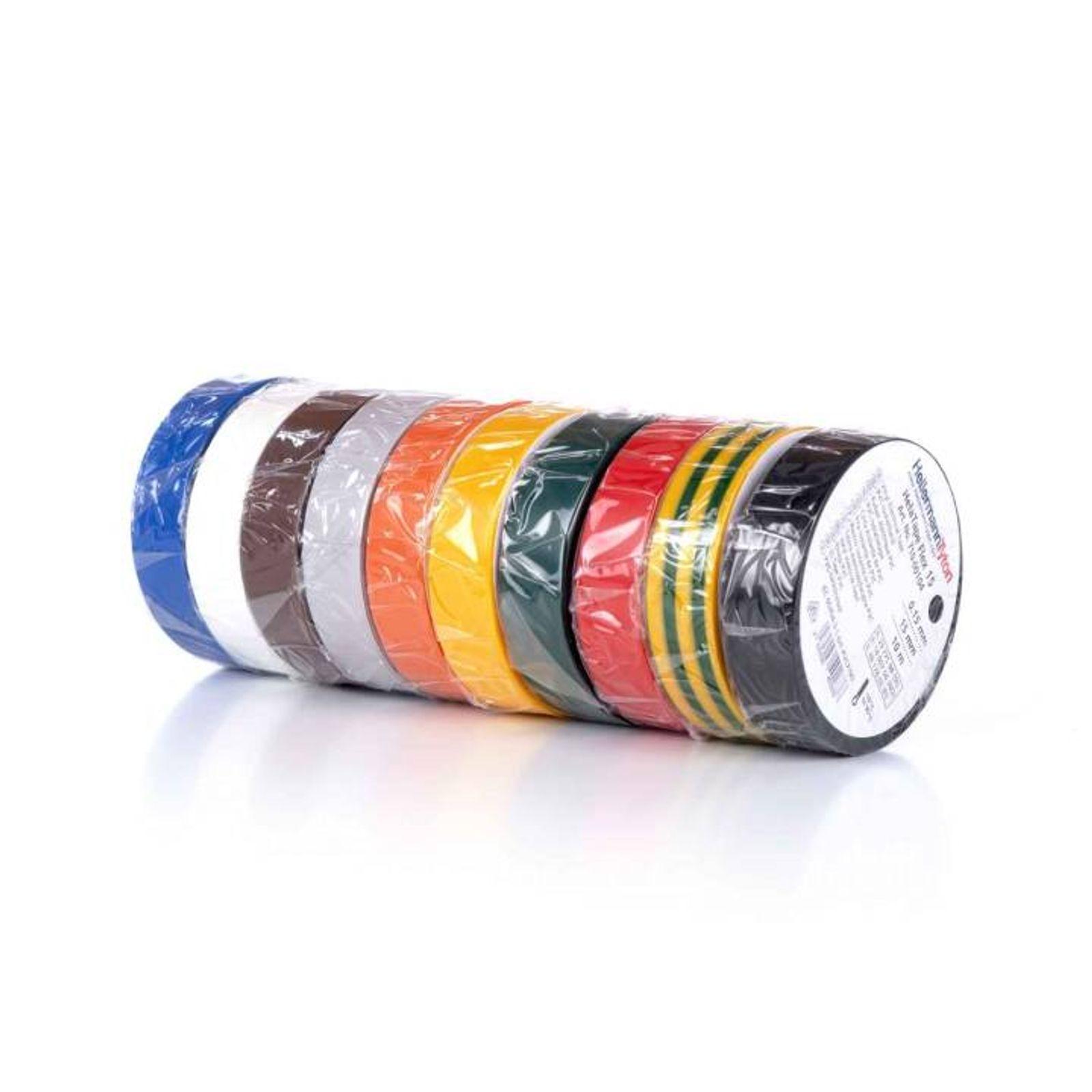 Hellermann PVC Isolierband-Set HelaTape Flex 15 mm x 10 m in 10 verschiedenen Farben
