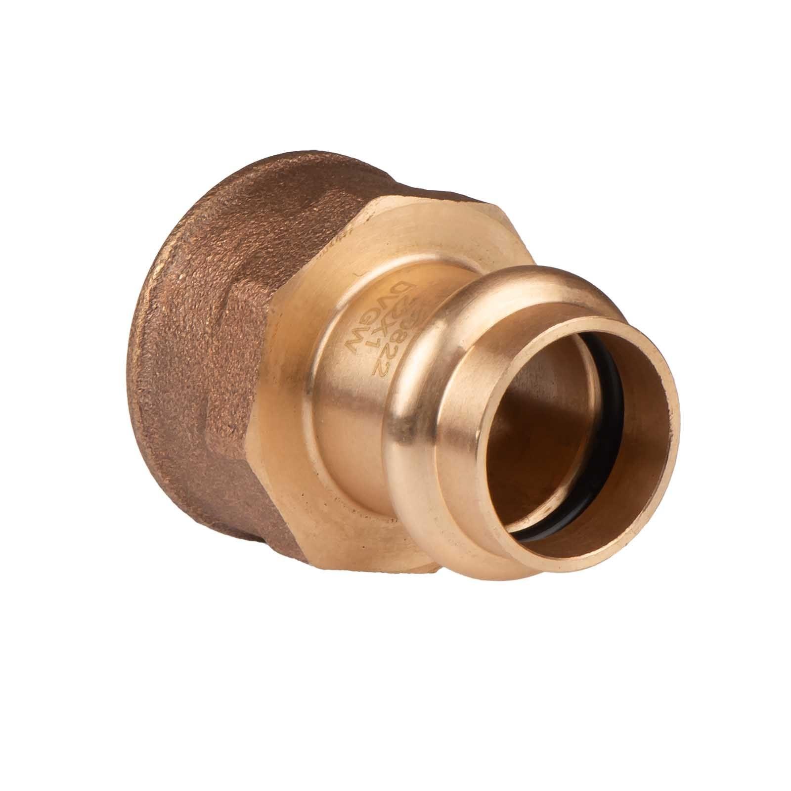 Kupfer Pressfitting Übergang aus Rotguss 22 mm - 1" IG V+M-Kontur DVGW – Bild 2 von 2