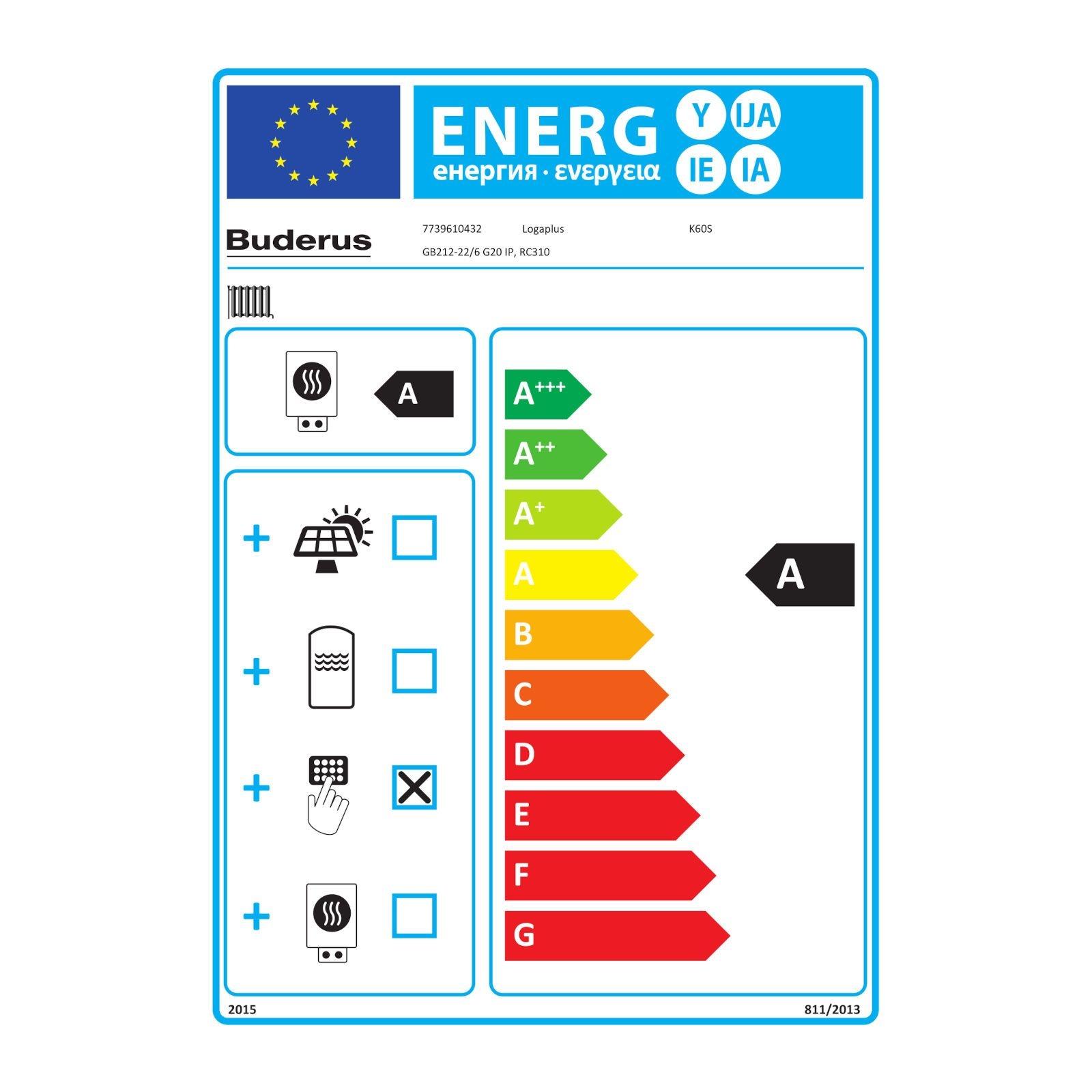 Buderus Paket K60S Gas-Brennwertkessel Logaplus GB212 22 kW Bedieneinheit Logamatic RC310 Zubehör ohne Mischer