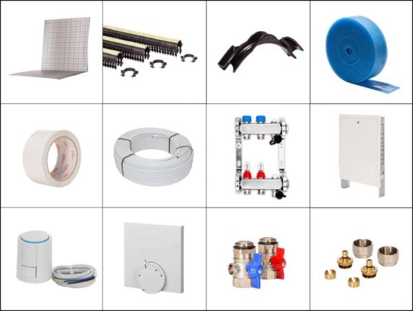 90 m² Set Tackersystem Faltplatte 30 mm WLG 045 16x2 Alu-Verbundrohr Raster 10 cm 9 Heizkreise Regler 230 V + Zubehör