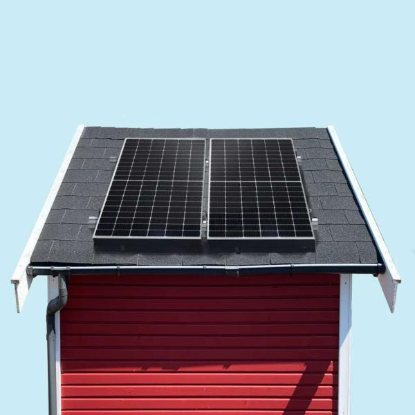 Priwatt Balkonkraftwerk priShed Duo Paket 2x 375 Wp/600 W Solaranlage Gartenhaus inkl. Wechselrichter Hoymiles