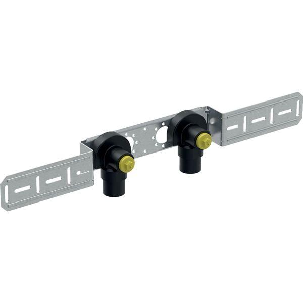 Geberit FlowFit Anschlusswinkel 90 Grad vormontiert zweifach bleifreier Rotguss 20mm-1/2" AD10