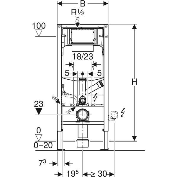 Duofix Element für WWC, 112 cm, mit Sigma UP-SPK 12 cm (DuoFresh) Umluft