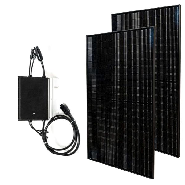 Priwatt Balkonkraftwerk priBasic Duo Paket 2x 375 Wp/600 W Solaranlage ohne Halterung inkl. Wechselrichter Hoymiles