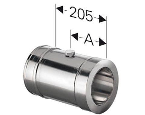 Schornstein Längenelement 205 mm mit Messöffnung Edelstahl DW DN 200