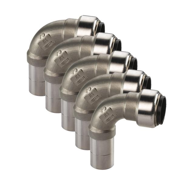 Edelstahl Steckfitting Tectite Bogen 90° 22 mm innen-außen lösbar DVGW Set 5 Stück