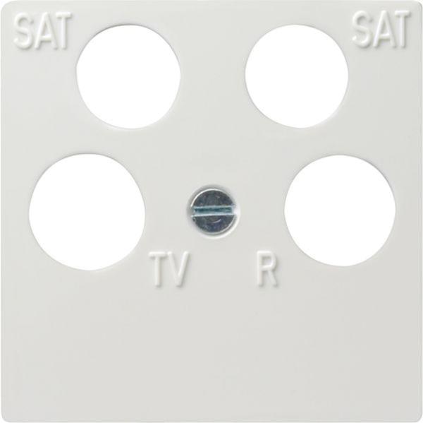 Gira Zentralplatte Sat/TV/Radio 4-fach reinweiß System 55 025903 Schraubbef glänzend mit Aufdr