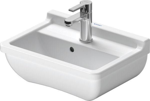 Handwaschbecken Starck 3 450 mm mit ÜL, mit HLB, 1 HL, weiß