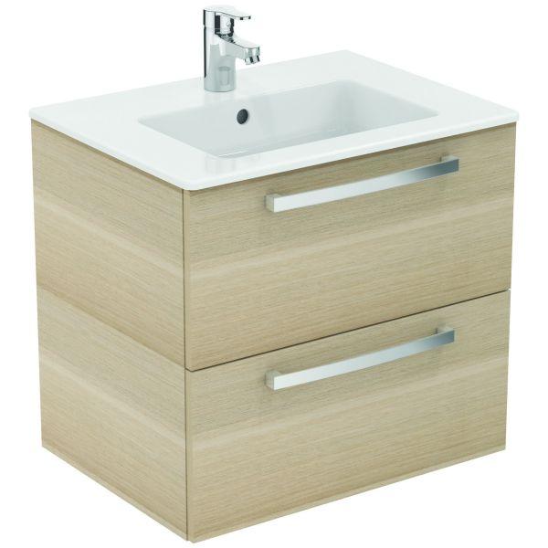 Ideal Standard Waschtisch Möbel-Paket Eu 610x450x565mm weiß Eiche hell