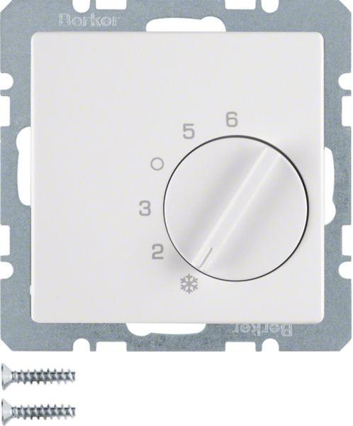 Berker 20266089 Temperaturregler mit Wechsler und Zentralstück Q.1/Q.3 polarweiß, samt