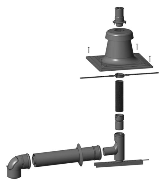 Wolf Anschluss-Set DN60/100 - C93x DN60 flexibel im Schacht, Abdeckung Edelstahl