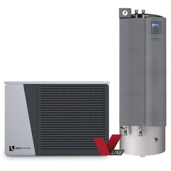 alira V-line - LWDV bis 9 kW duale Luft/Wasser Wärmepumpe mit Hydraulikstation Komplett Frontansicht 100699HSDV901 Selfio