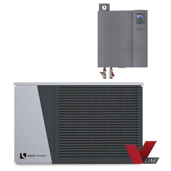 alira V-line - LWDV bis 12 kW duale Luft/Wasser Wärmepumpe mit Hydraulikmodul Komplett Frontansicht 100699HDV1201 Selfio
