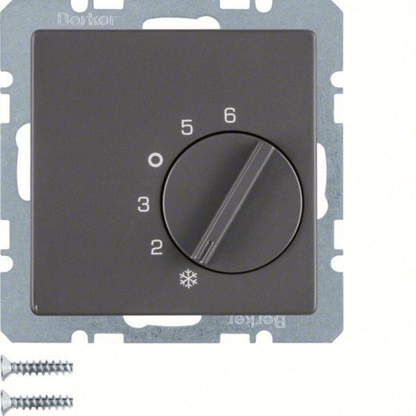 Berker 20266086 Temperaturregler mit Wechsler und Zentralstück Q.1/Q.3 anthrazit, samt