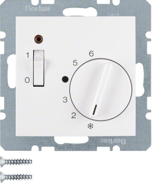 Berker 20308989 Temp.-Regler m. Öffner, Z.-Stk., Wippsch. u. LED S.1/B.3/B.7 polarweiß, glänzend