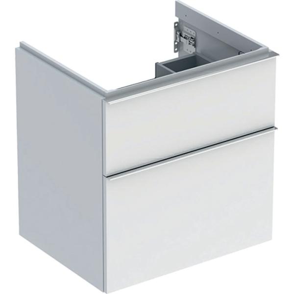 Geberit iCon Unterschrank für WT, 2 Schu 59,2x61,5x47,6cm, weiß hgl./Gr. chrom