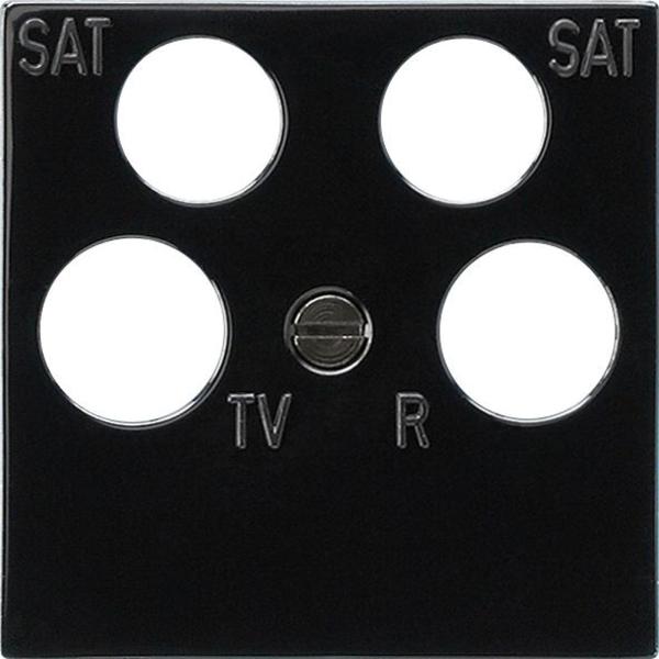 Gira Zentralplatte Sat/TV/Radio 4-fach schwarz mit System 55 025910 Schraubbef mit Aufdr