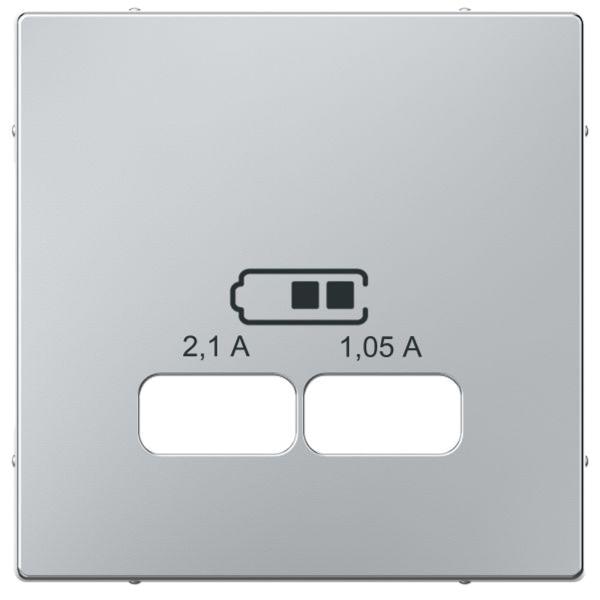 Merten Zentralplatte USB 2-fach alu-si mit MEG4367-0460 Klemmbef mit Aufdr