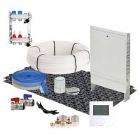 19,2 m² Set Dünnschichtsystem flach 12x2 PE-RT Rohr Raster 10 cm 3 Heizkreise LCD Regler 230 V + Zubehör