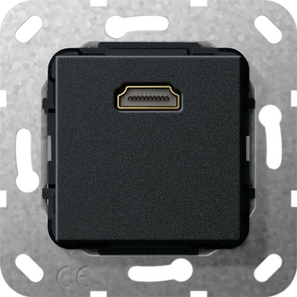 Gira Einsatz HDMI 1-fach schwarz mit Einsatz 566910 ohne Beschriftungsfeld