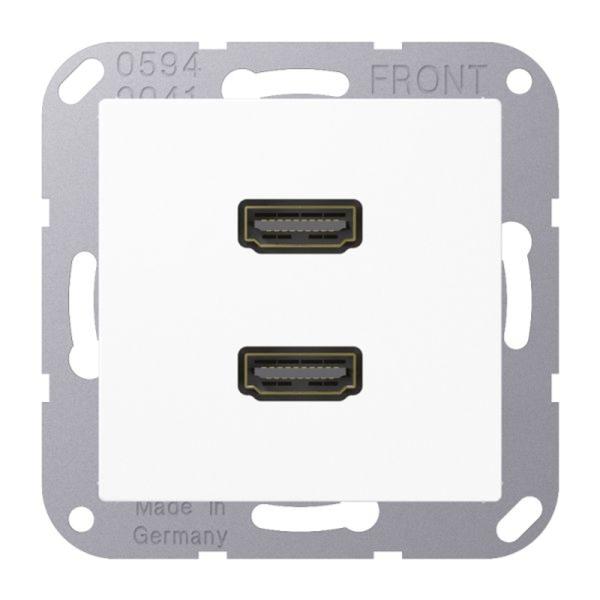 Jung HDMI-Steckdose UPmont Kanaleinb weiß AS/A MA A 1133 WW 2HDMI RAL9010