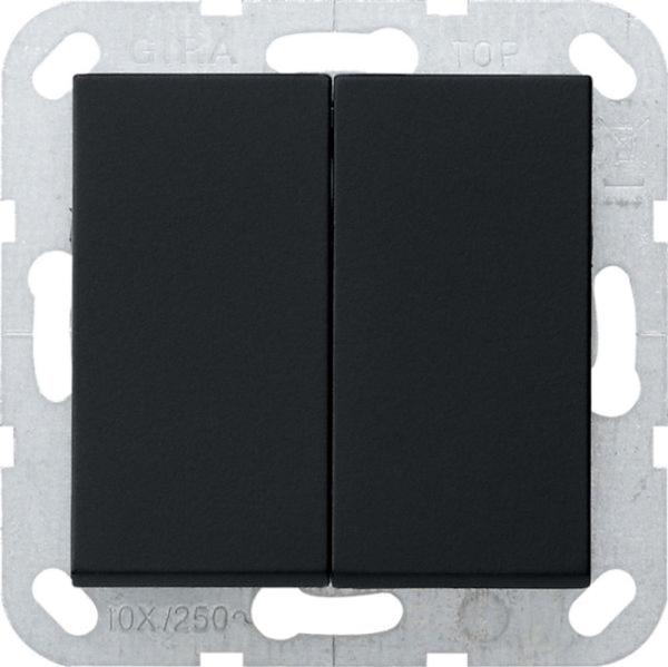 Gira Serienschalter Taster schwarz mit UP IP20 System 55 0125005 2-fach