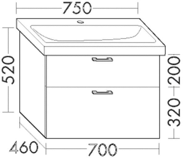 Burgbad Waschtischunterschrank WXNT070 Sys30 460x700x520 PG2