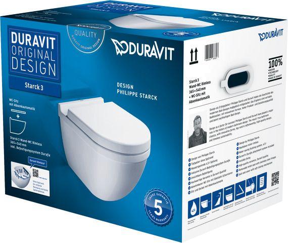 Duravit WWC-Set Starck 3 rimless Duraf TS weiß inkl WC-Sitz m Absenkautomatik