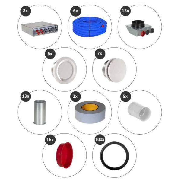 Montageset für Zentrale Lüftungsanlage DN 50 bis 150 m² Anschluss DN 150