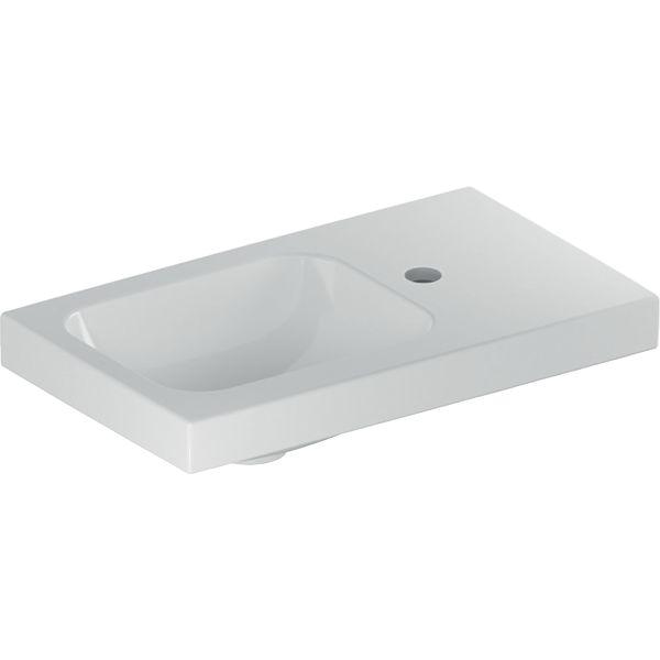 Geberit iCon Light Handwaschbecken 53x31 Ablg./Hl. re, o. Ül., weiß