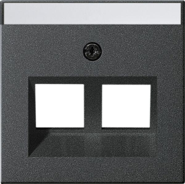 Gira Zentralplatte Mod-Jack 2-fach anthrazit System 55 264028 mit Beschr.Feld