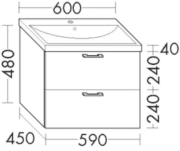 BURGBAD Waschtischunterschrank (WVAJ059) Sys30, 450x590x480, PG2